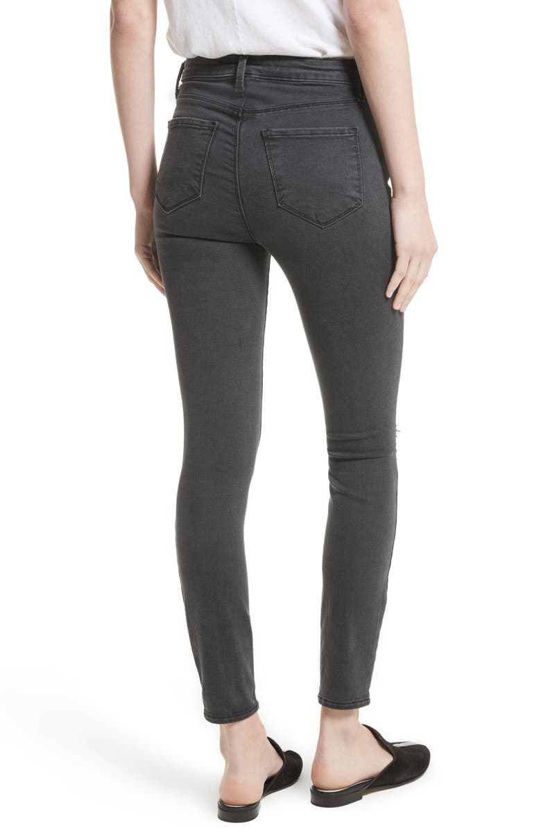 L'AGENCE Margot Ripped High Waist Skinny Jeans, Alternate, color, 