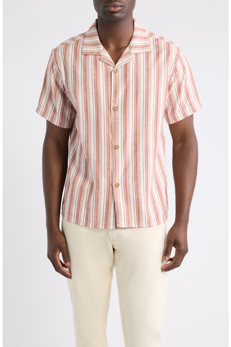 Vacation Stripe Cotton Camp Shirt, Main, color, NATURAL