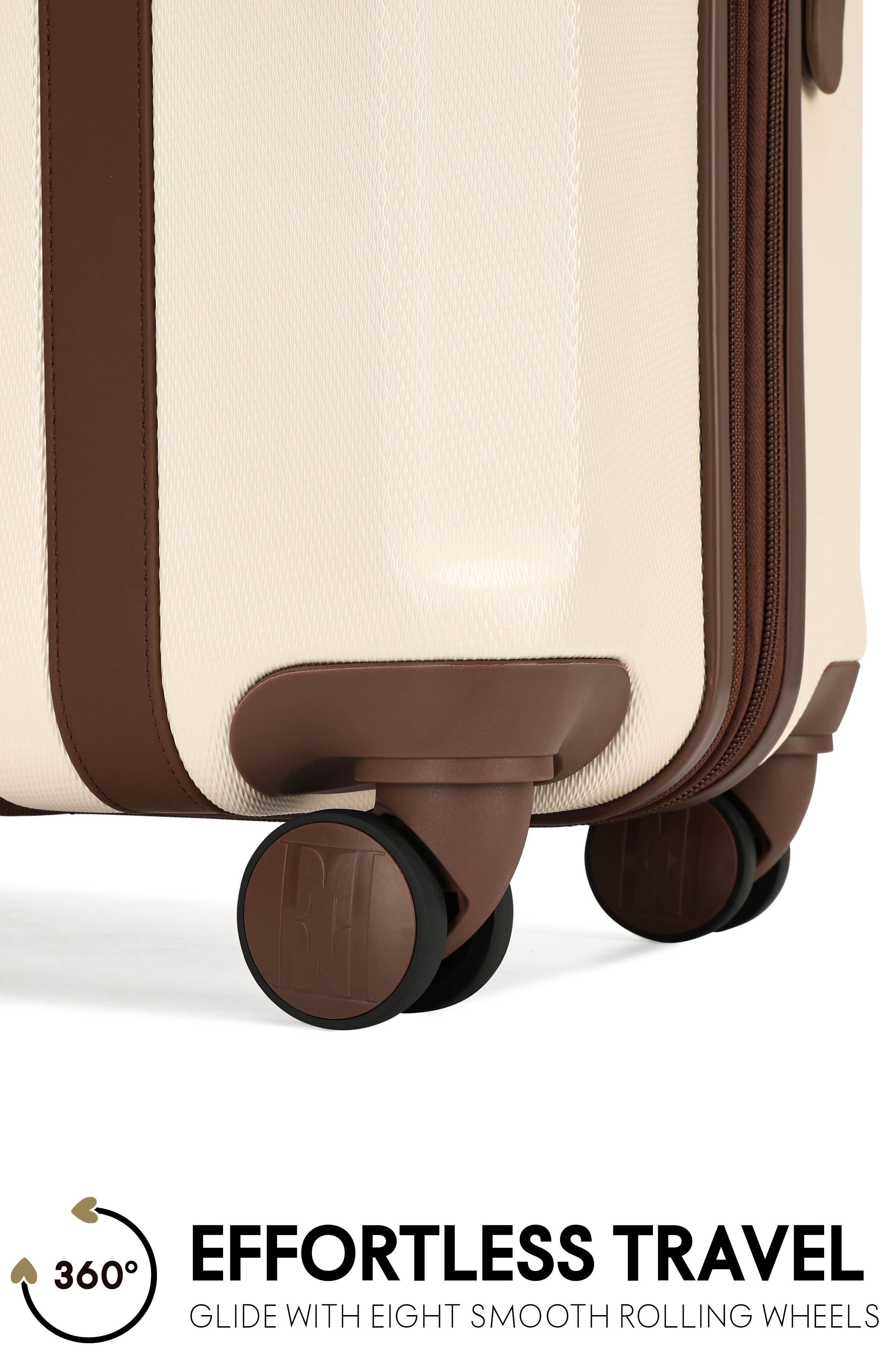 ELLE Luxe Journey 3 Piece Expandable Retro Spinner Luggage Set, Alternate, color, Champagne