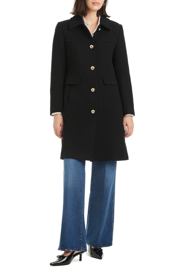 a-line wool blend coat, Main, color, BLACK
