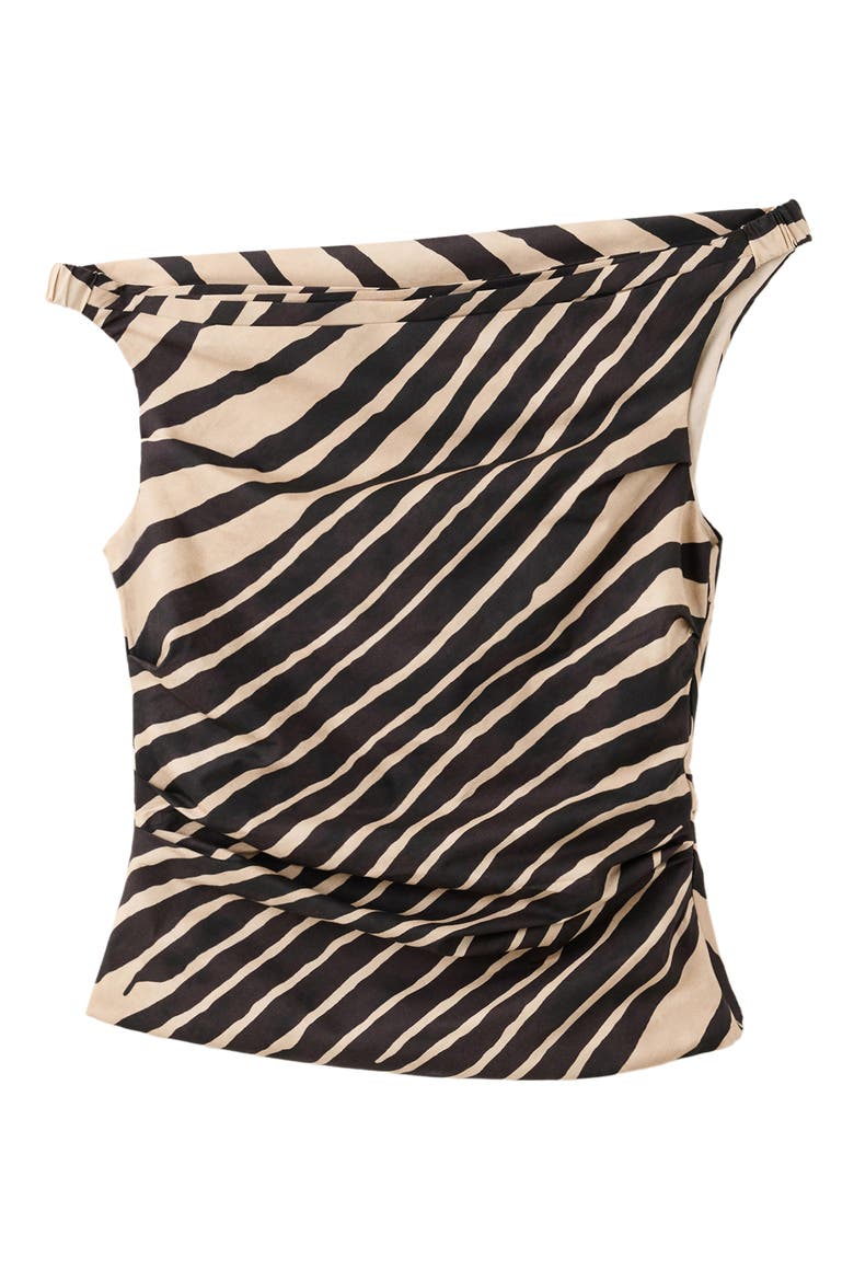 Print Drape Asymmetric Top, Alternate, color, BLACK