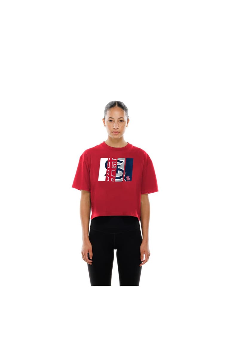 Women's New Era Red St. Louis Cardinals Boxy Foil Logo T-Shirt, Alternate, color, Red