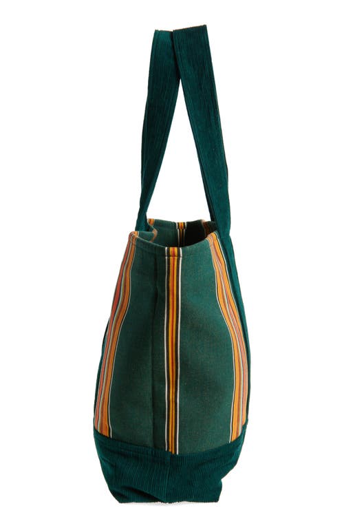 Bode Green Parakeet Stripe Tote In Green Multi