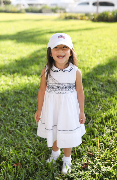Bits & Bows American Flag Usa Twill Bow Baseball Hat In Blue