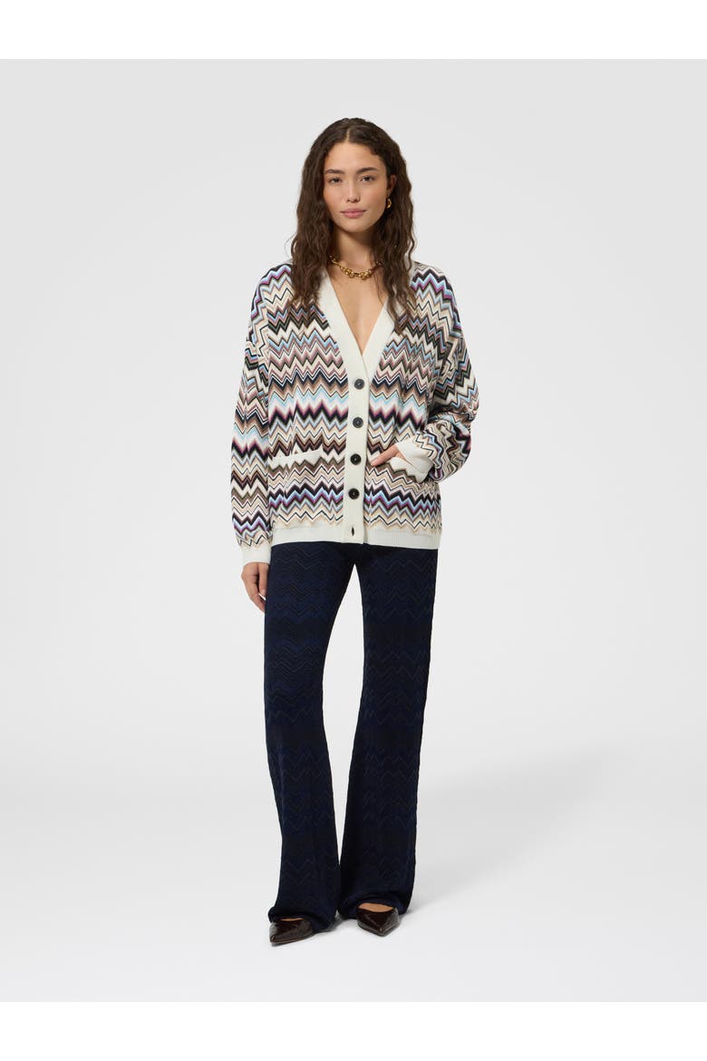 Oversized Wool And Viscose Zig Zag Cardigan, Alternate, color, Multicoloured
