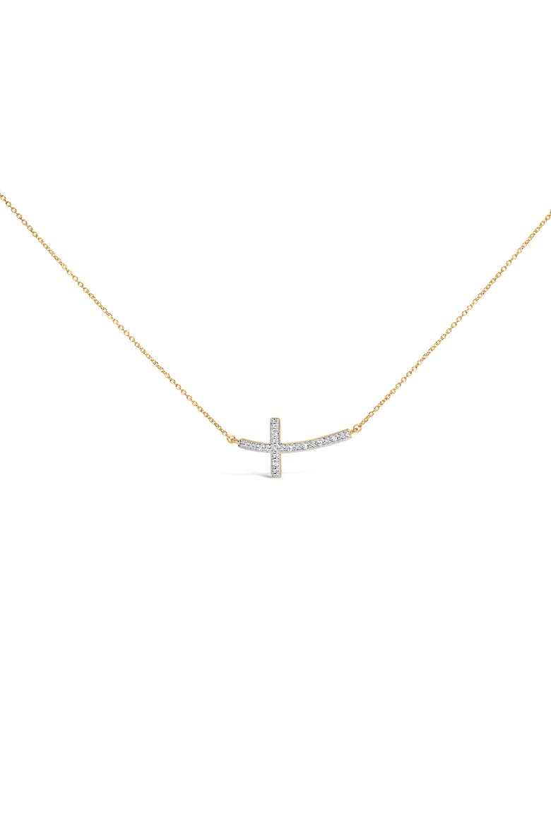 Gold Vermeil Diamond Accent Cross Bar Necklace, Main, color, Silver