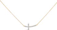 Haus of Brilliance Gold Vermeil Diamond Accent Cross Bar Necklace