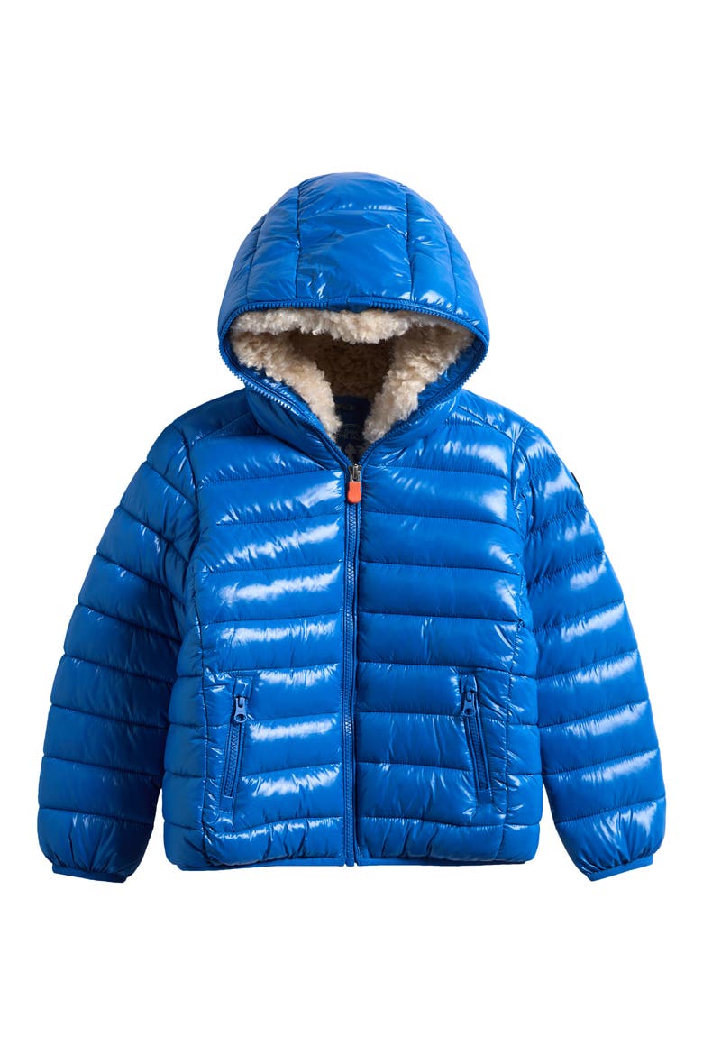 Kids' Gavin Faux Shearling Lined Hooded Puffer Jacket, Main, color, BLUE BERRY