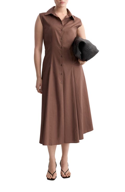Sleeveless Cotton & Lyocell Shirtdress