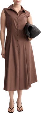 MANGO Sleeveless Cotton & Lyocell Shirtdress