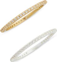 ARGENTO VIVO Set of Two CZ Pave Slim Stackable Rings