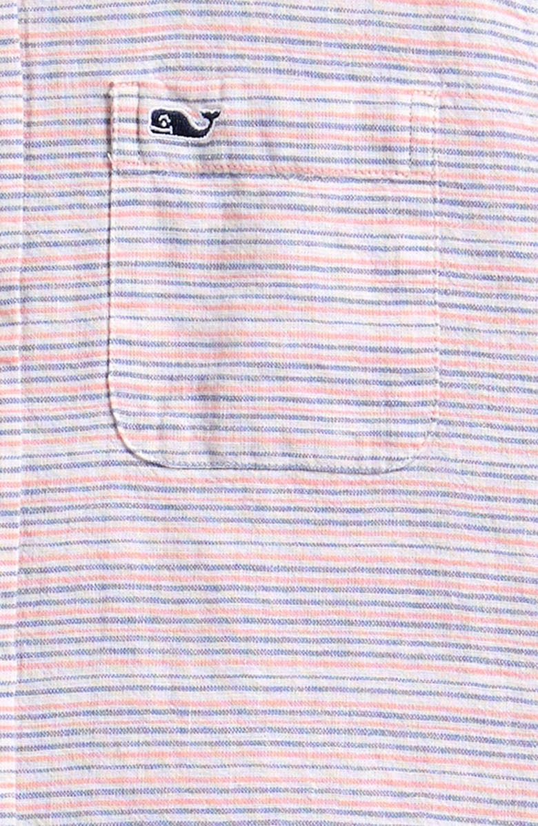 vineyard vines Kids' Stripe Linen & Cotton Button-Up Shirt, Alternate, color, Peaches & Cream