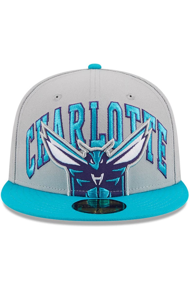 New Era Men's New Era Gray/Teal Charlotte Hornets Tip-Off Two-Tone 59FIFTY Fitted Hat, Alternate, color, 