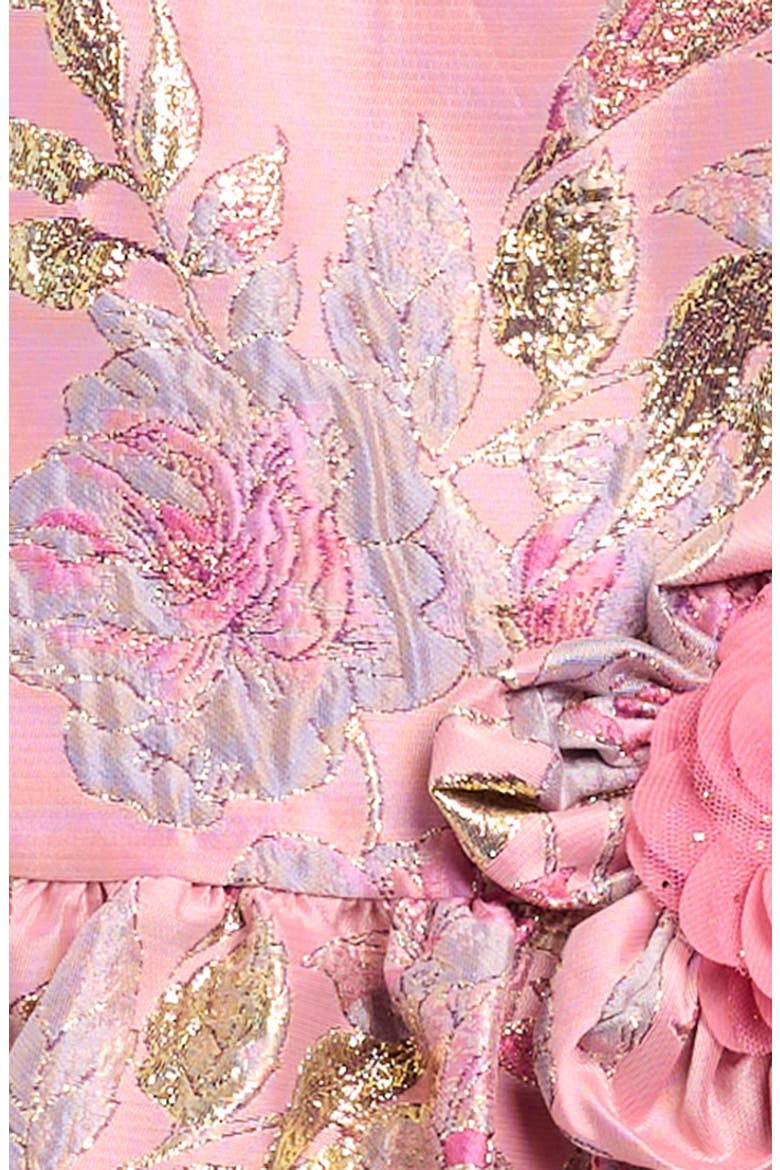 Kids' Metallic Jacquard Fit & Flare Dress, Alternate, color, PINK GOLD