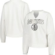 CONCEPTS SPORT Women's Concepts Sport White Brooklyn Nets Sunray Notch Neck Long Sleeve T-Shirt