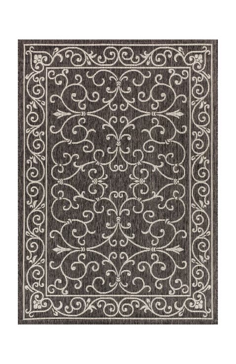 Charleston Vintage Filigree Textured Weave Indoor/Outdoor Area Rug