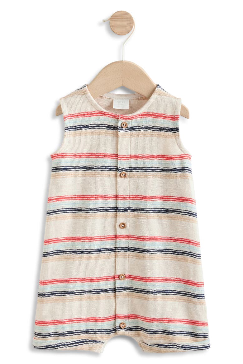 Nautical Stripe Romper, Main, color, RED