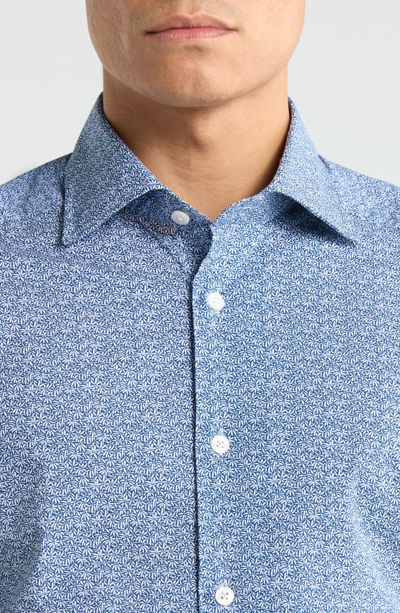 Jack Victor Marqius Floral Print Stretch Cotton Button-Up Shirt, Alternate, color, Navy