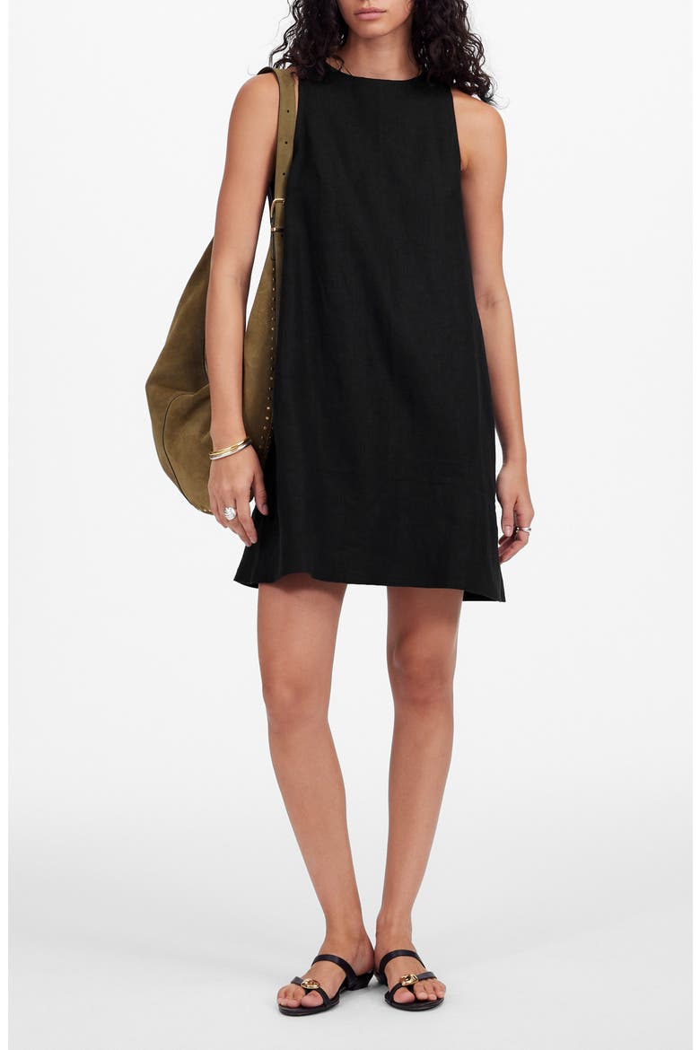 Leilani Linen Dress, Main, color, JET BLACK