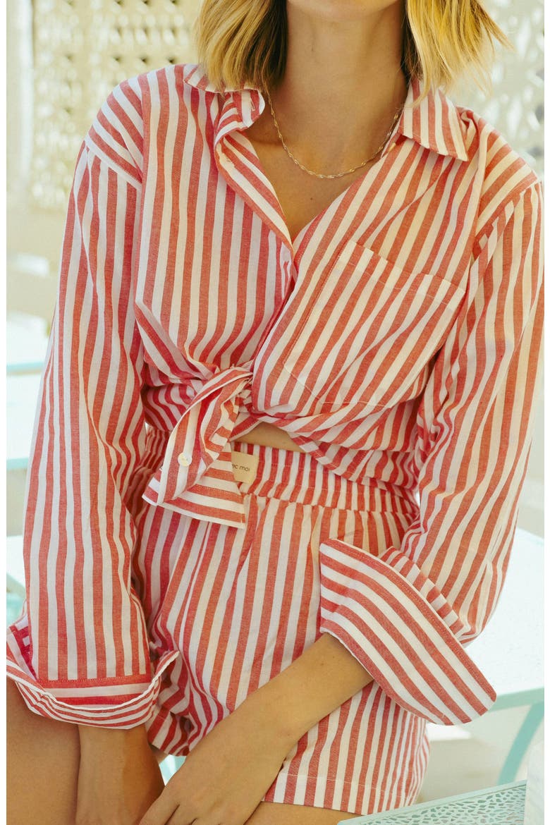 The Summer Boxer Boyfriend Shirt, Alternate, color, RED