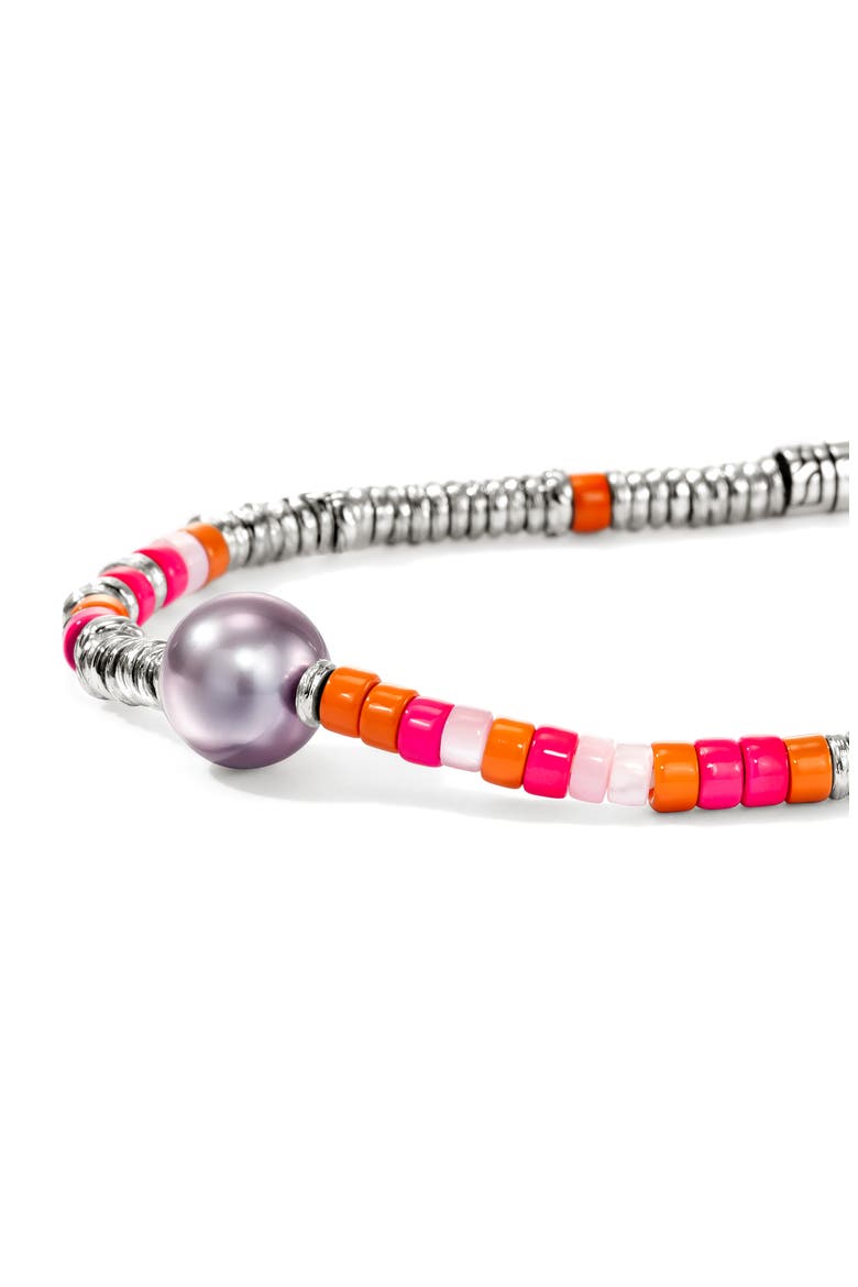 Heishi Bracelet, Sterling Silver, Hardstones, Pearl, Alternate, color, SILVER/ PINK