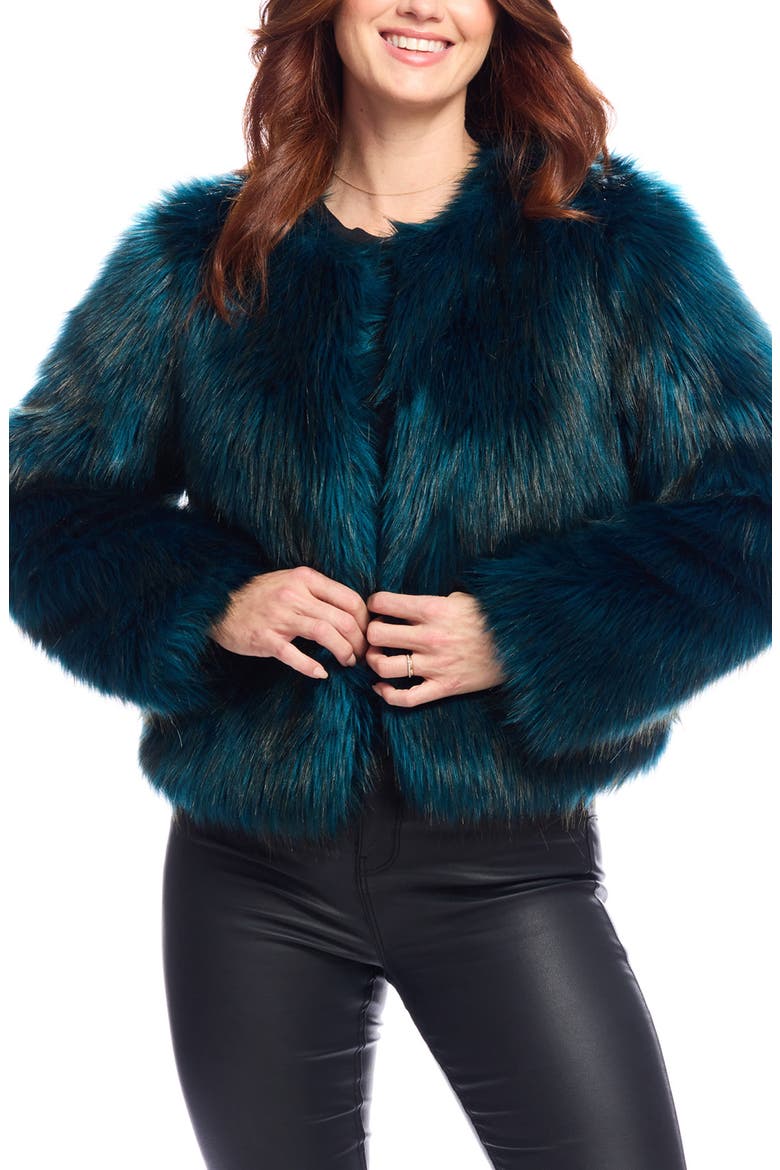 Happy Hour Faux Fur Jacket, Main, color, OCEAN