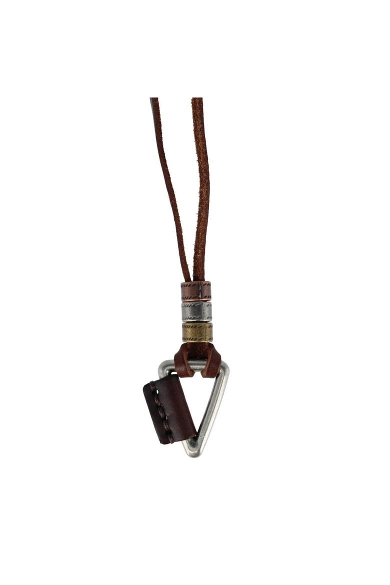Gable Triangle and Beaded Leather Adustable Necklace, Alternate, color, Brown