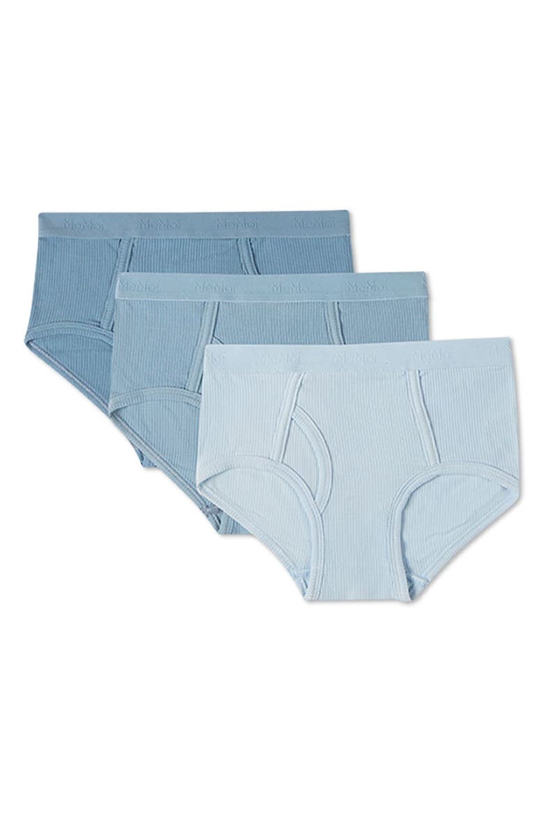 3 Pair Ribbed Tag-Free Briefs, Solid Colors, Main, color, Blue Multi