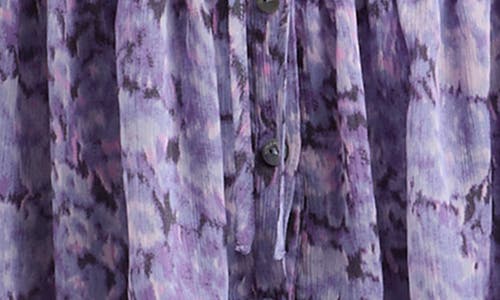 Cinq À Sept Painted Hydrangea Marsea Ruffle Chiffon Shirtdress In Lilac Wine Multi