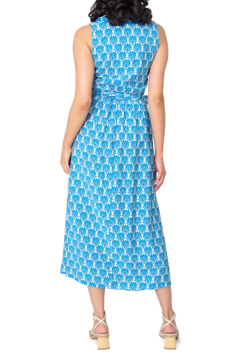 Bella Evening Tie Belt Maxi Dress, Alternate, color, BLUE MEDALLION PRINT
