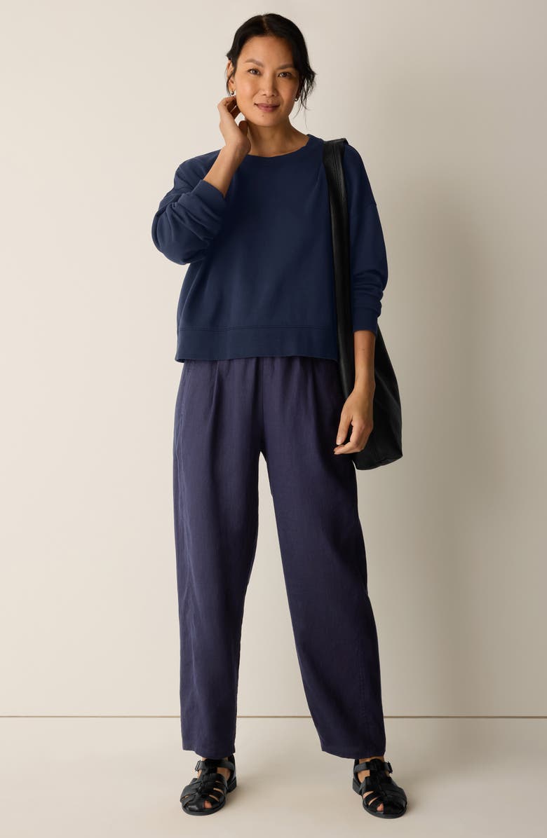 Eileen Fisher Pleated Organic Linen Lantern Pants, Alternate, color, Ink