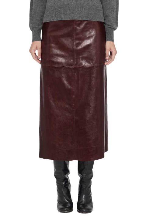 Olivia Leather Midi Skirt