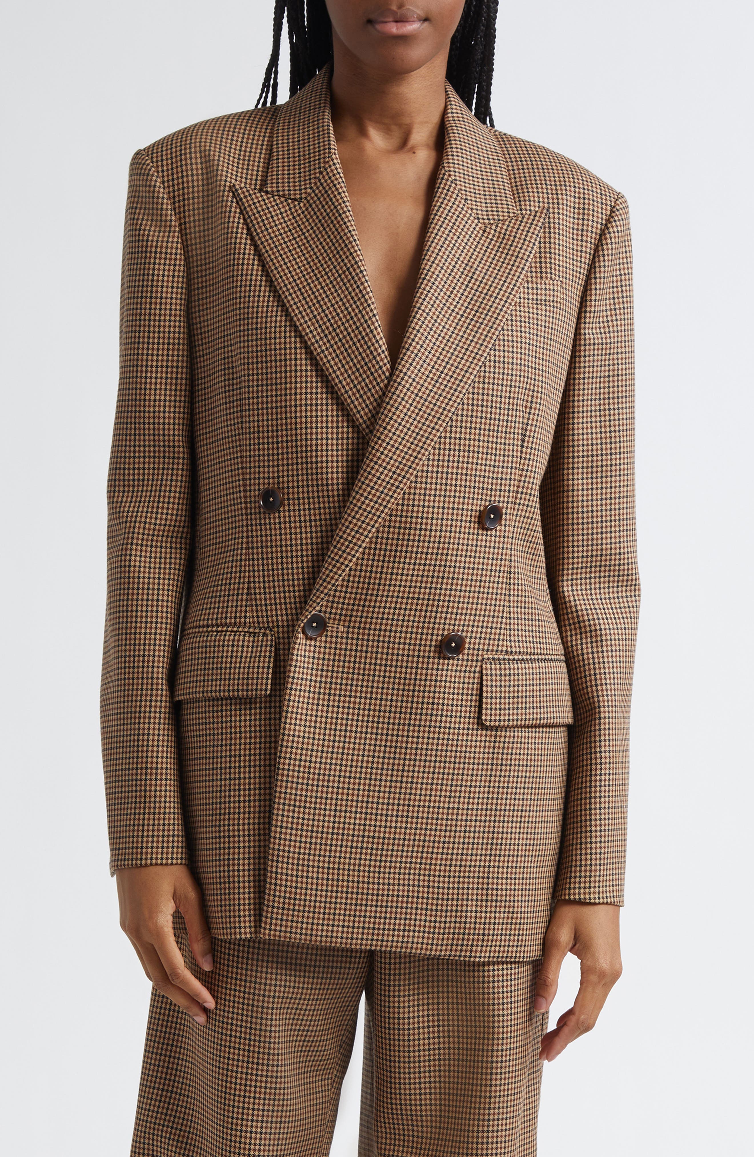 A.L.C. Calla Houndstooth Wool Double Breasted Blazer