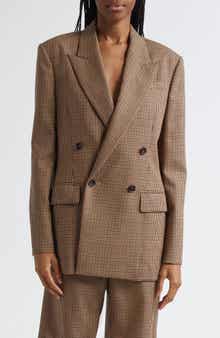A.L.C. Calla Houndstooth Wool Double Breasted Blazer