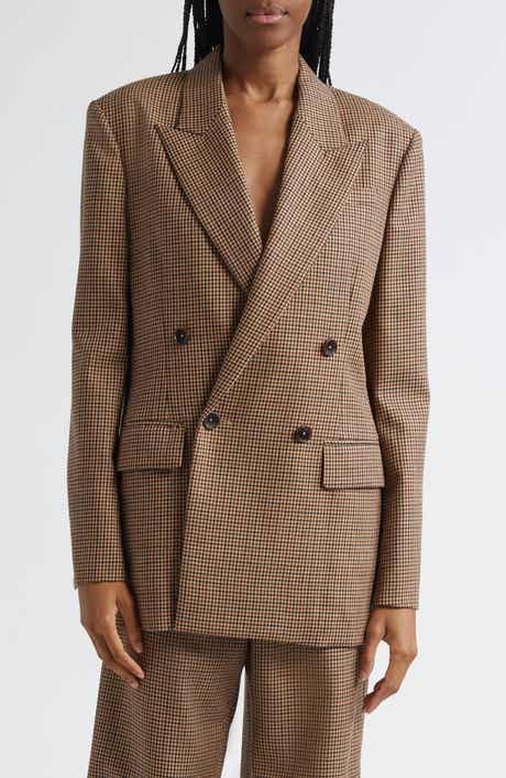 A.L.C. Calla Houndstooth Wool Double Breasted Blazer