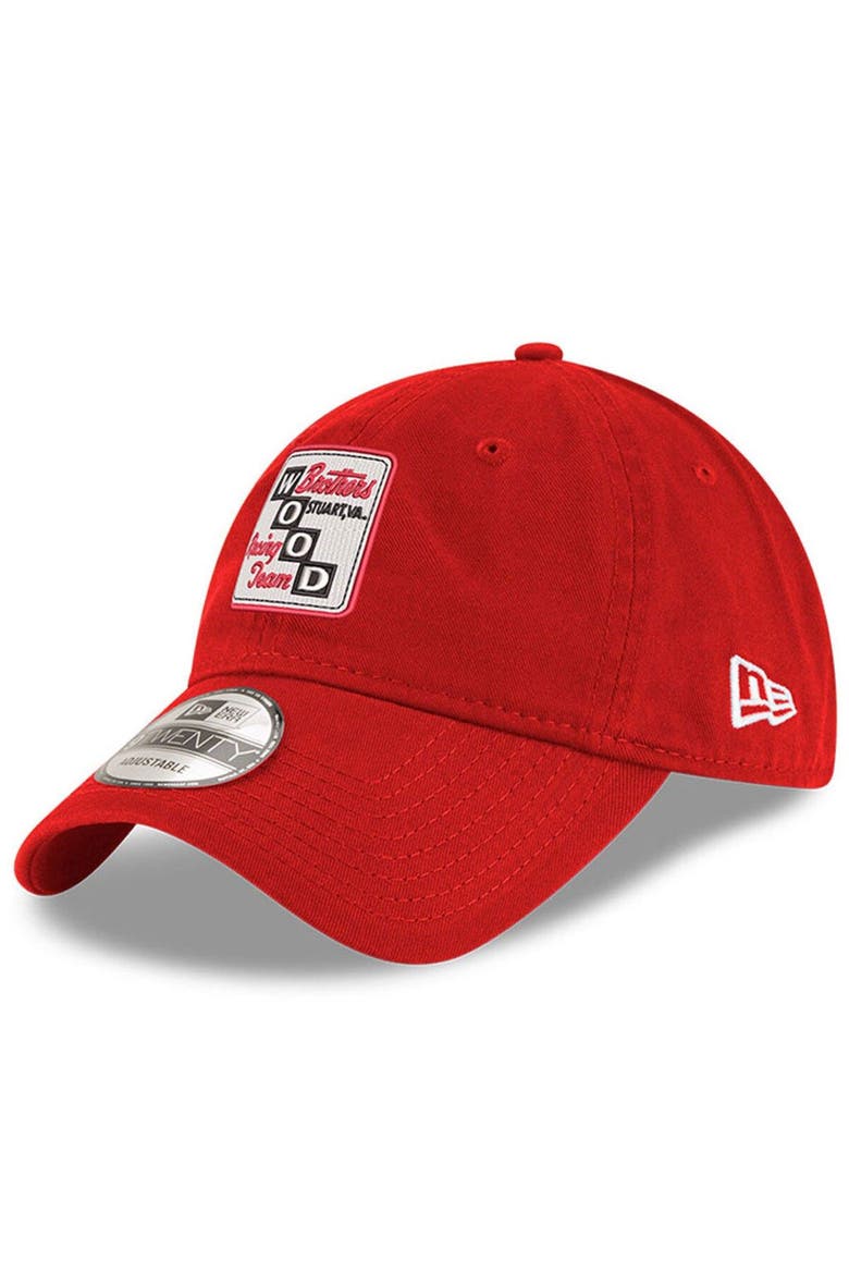 Men's New Era Scarlet Wood Brothers Racing Enzyme Washed 9TWENTY Adjustable Hat, Main, color, Scarlet