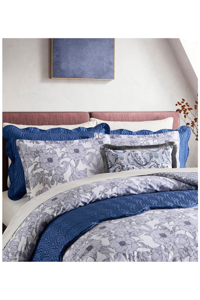 Mood Floral Duvet Cover & Pillow Shams Set, Alternate, color, DEEP BLUE