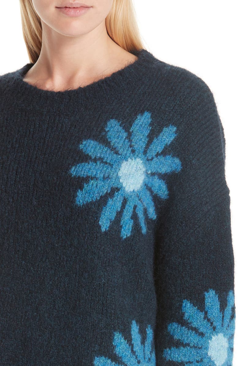 Mansur Gavriel Floral Alpaca & Wool Blend Sweater, Alternate, color, 