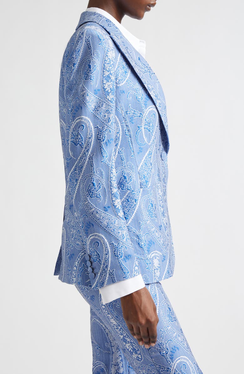 Etro Microcheck Embroidered Paisley Jacket, Alternate, color, Multicolour On Blue Base