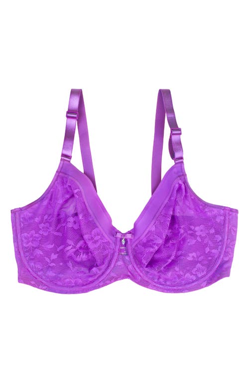 Curvy Couture No-show Lace Underwire Unlined Bra In Purple Passion