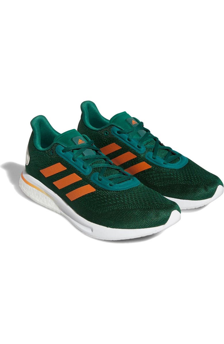 adidas Green/Orange Miami Hurricanes Supernova Shoe, Alternate, color,