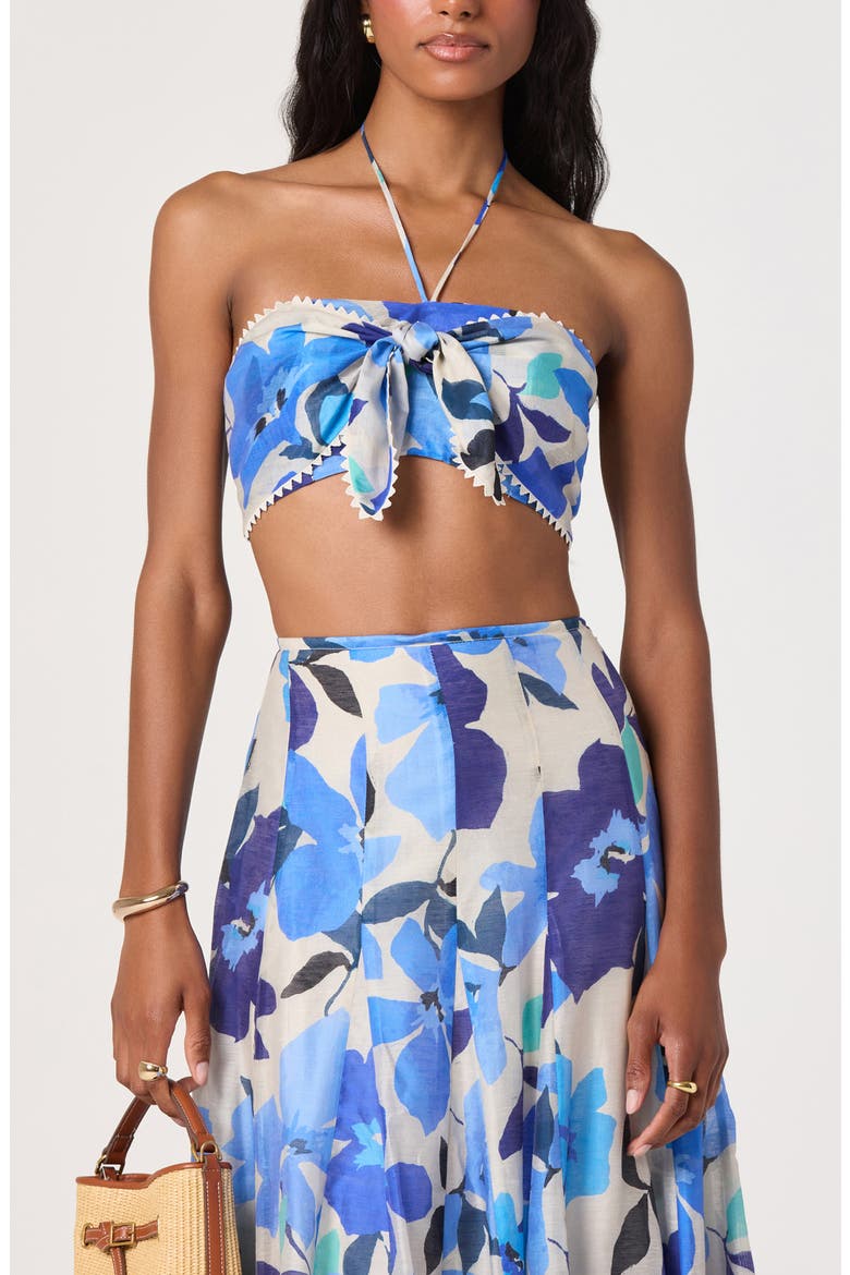 Kehlani Floral Crop Halter Top, Main, color, BLUE FLORAL