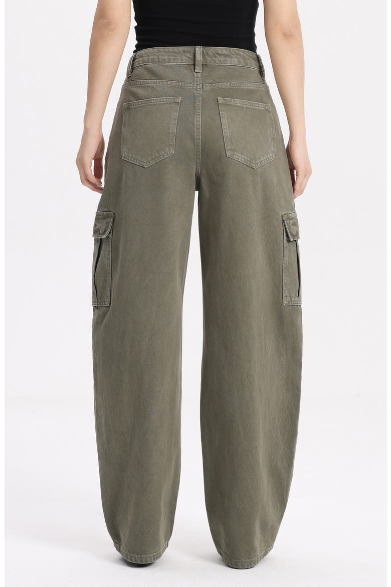 Low Rise Barrel Cargo Jeans, Alternate, color, GREEN