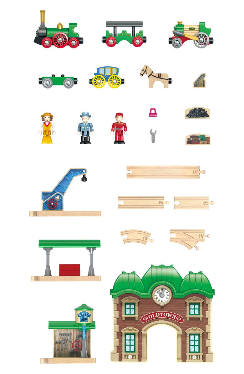 Hape Wooden Retro Train Station Play Set, Alternate, color, 