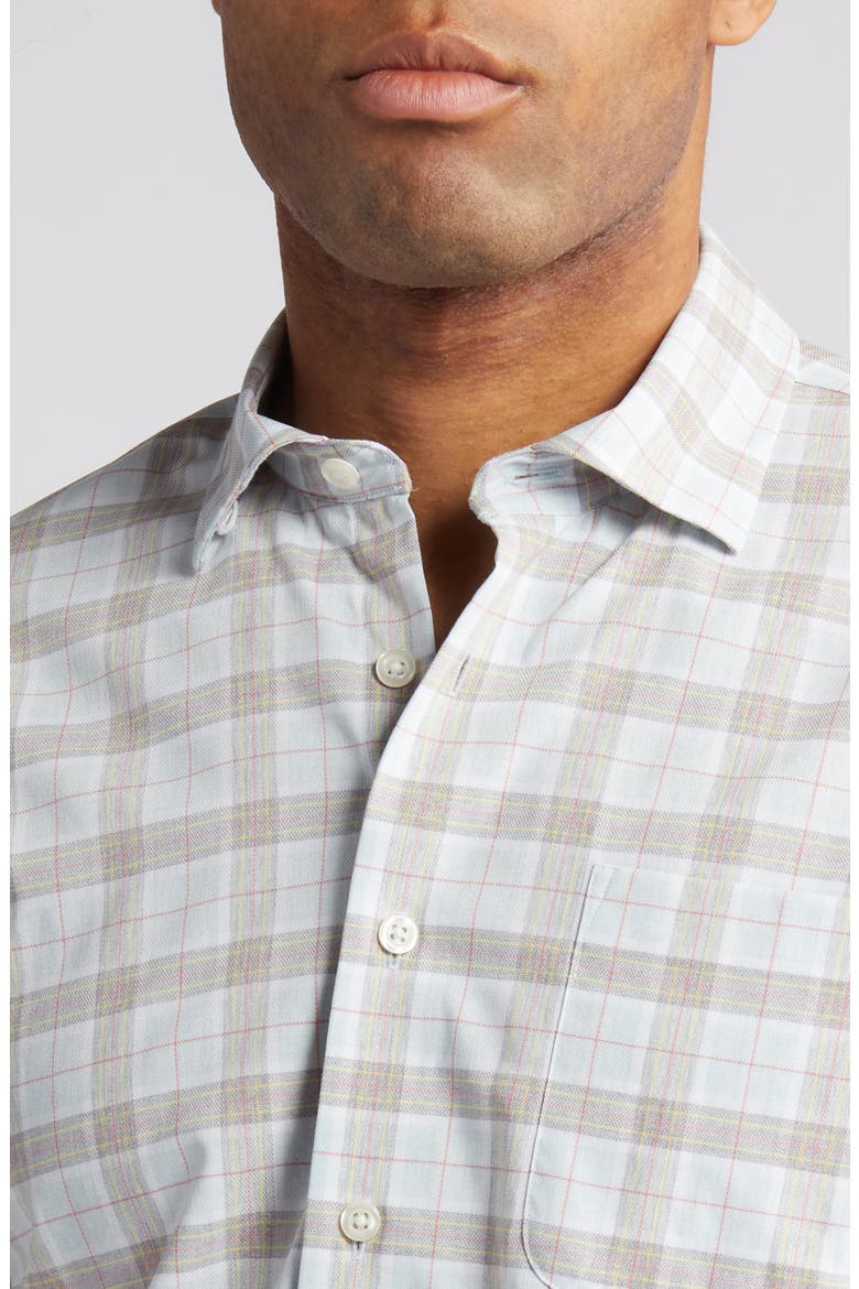 Chain Plaid Button-Up Shirt, Alternate, color, MALIBLU