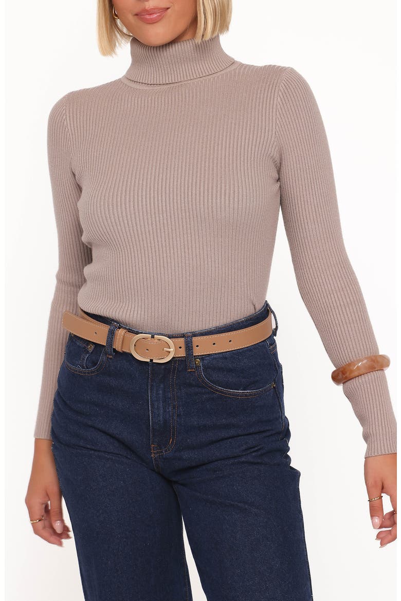 Cecil Turtleneck Rib Sweater, Alternate, color, MUSHROOM