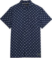 Scotch & Soda Star Flower Print Short Sleeve Linen Button-Up Shirt