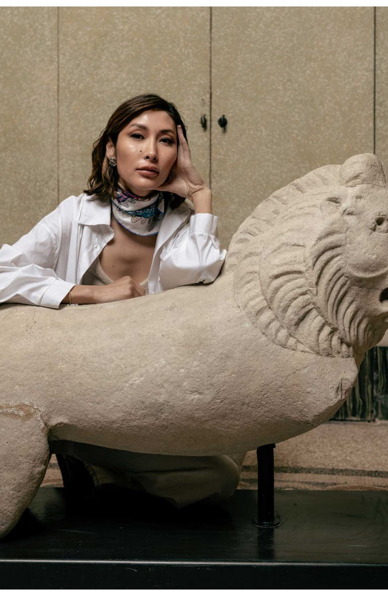 Elizabetta Venetian Fan - Silk Bandana, Alternate, color, Rainbow