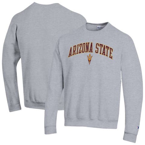 Men's Champion  Heather Gray Arizona State Sun Devils Arch Over Logo Pullover Sweatshirt