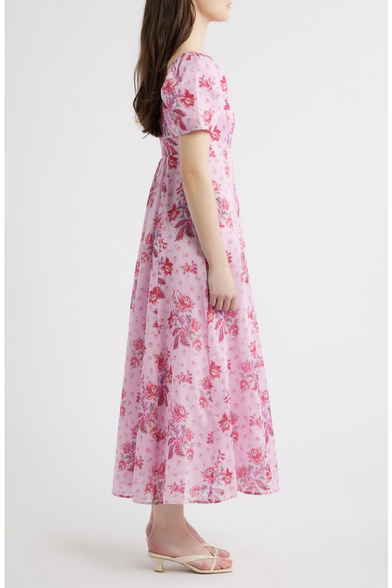 The Matilda Floral Print Puff Sleeve Maxi Dress, Alternate, color, DELFT BOUQUET PINK